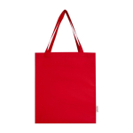 Tasche aus recycelter Baumwolle mit langen Griffen, 140 g/m2 farbe rot zweite Vorderansicht