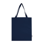 Tasche aus recycelter Baumwolle mit langen Griffen, 140 g/m2 farbe marineblau zweite Vorderansicht