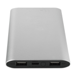 Kabellose Powerbank aus recyceltem Aluminium, 8.000 mAh farbe silber zweite Ansicht