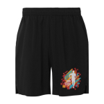 Unisex-Sport-Shorts aus recyceltem Polyester, 100 g/m2, Roly farbe schwarz Ansicht mit Siebdruck