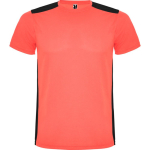 Unisex-Kurzarm-Sportshirt aus Polyester, 130 g/m2, Roly farbe korallenrot