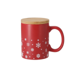 Keramiktasse mit Schneeflocken und Bambusdeckel, 300 ml zweite Ansicht