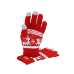 Handschuhe mit Weihnachtsmotiv und Touch-Funktion an Fingern Ansicht mit Druckbereich