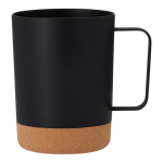 PP-Tasse mit Kork am Boden und quadratischem Griff, 400 ml farbe schwarz erste Ansicht