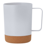 PP-Tasse mit Kork am Boden und quadratischem Griff, 400 ml farbe weiß erste Ansicht