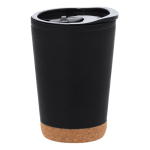 Doppelwandiger To-Go-Becher mit Korkdetail am Boden, 260 ml farbe schwarz erste Ansicht