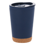 Doppelwandiger To-Go-Becher mit Korkdetail am Boden, 260 ml farbe marineblau erste Ansicht