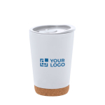 Doppelwandiger To-Go-Becher mit Korkdetail am Boden, 260 ml Ansicht mit Druckbereich