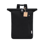 Rolltop-Rucksack aus 100 % recyceltem Canvas farbe schwarz erste Ansicht