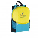 Farbiger Rucksack für Kinder, der sich bedrucken lässt Farbe hellblau Ansicht mit Logo 1