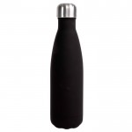 Doppelwandige Stahlflasche mit Gummibeschichtung, 500 ml farbe schwarz