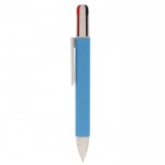 4-in-1-Multifunktionsstift aus umweltfreundlichem Papier farbe blau dritte Ansicht