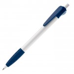 Weißer Kuli mit originellem Clip-Design, blaue Tinte farbe dunkelblau