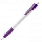 Weißer Kuli mit originellem Clip-Design, blaue Tinte farbe violett