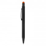 Metall-Kugelschreiber mit Touchpen und eingraviertem Logo farbe orange dritte Ansicht