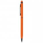 Aluminiumkugelschreiber mit Soft-Touch-Finish, blaue Tinte farbe orange dritte Ansicht