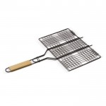 Rechteckiger Grill mit komfortablem Holzgriff farbe holzton