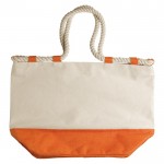 Canvas-Tasche mit buntem Boden und stabilen Kordelzuggriffen farbe orange zweite Ansicht