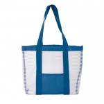 Netz-Strandtasche mit Farben und Vordertasche mit Logo farbe weiß/blau dritte Ansicht