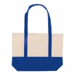 Baumwolltasche mit Farbdetail am Boden und Henkeln, 280 g/m2 farbe blau dritte Ansicht