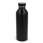 Flasche aus recyceltem Aluminium mit Bambusdeckel, 550 ml farbe schwarz