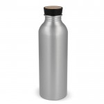 Flasche aus recyceltem Aluminium mit Bambusdeckel, 550 ml farbe silber