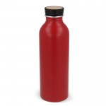 Flasche aus recyceltem Aluminium mit Bambusdeckel, 550 ml farbe dunkelrot