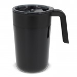 Doppelwandiger Edelstahlbecher mit Logo, 400 ml farbe schwarz