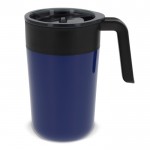 Doppelwandiger Edelstahlbecher mit Logo, 400 ml farbe dunkelblau