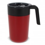 Doppelwandiger Edelstahlbecher mit Logo, 400 ml farbe dunkelrot