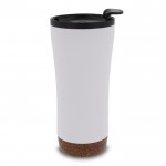 Doppelwandige Coffee-To-Go Becher mit Kork am Boden, 480 ml farbe weiß