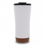 Doppelwandige Coffee-To-Go Becher mit Kork am Boden, 480 ml farbe weiß dritte Ansicht