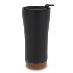 Doppelwandige Coffee-To-Go Becher mit Kork am Boden, 480 ml farbe schwarz