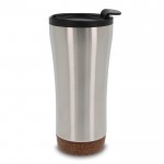 Doppelwandige Coffee-To-Go Becher mit Kork am Boden, 480 ml farbe silber