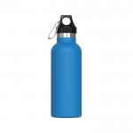 Edelstahlflasche 100% auslaufsicher mit Karabiner, 500 ml farbe hellblau