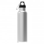 100% auslaufsichere Edelstahlflasche mit Karabiner, 650 ml farbe silber