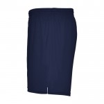 Kurze Unisex Sportshorts aus 100% Polyester, 140 g/m2, Roly farbe marineblau Seitenansicht