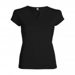 Damen-T-Shirt aus Baumwolle mit V-Ausschnitt, 200 g/m2, Roly farbe schwarz