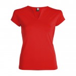 Damen-T-Shirt aus Baumwolle mit V-Ausschnitt, 200 g/m2, Roly farbe rot