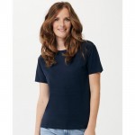 Damen T-Shirt aus recycelter Baumwolle slim fit, 160 g/m2, Iqoniq farbe marineblau dritte Ansicht