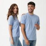 Unisex Sweatshirt aus recycelter Baumwolle slim fit, 160 g/m2 Iqoniq farbe cyan-blau dritte Ansicht