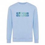 Unisex Sweatshirt aus recycelter Baumwolle slimfFit, 280 g/m2 Iqoniq farbe cyan-blau Ansicht mit Druckbereich