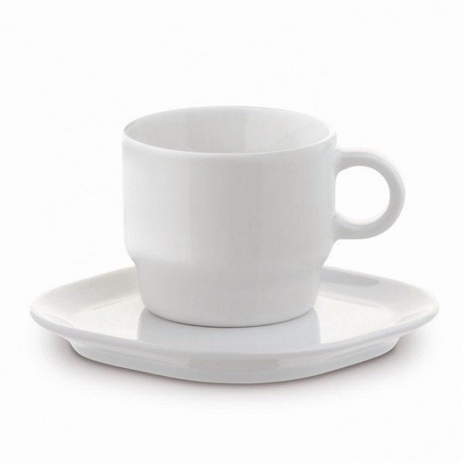 Stapelbare Kaffeetasse mit rechteckiger Untertasse, 180 ml