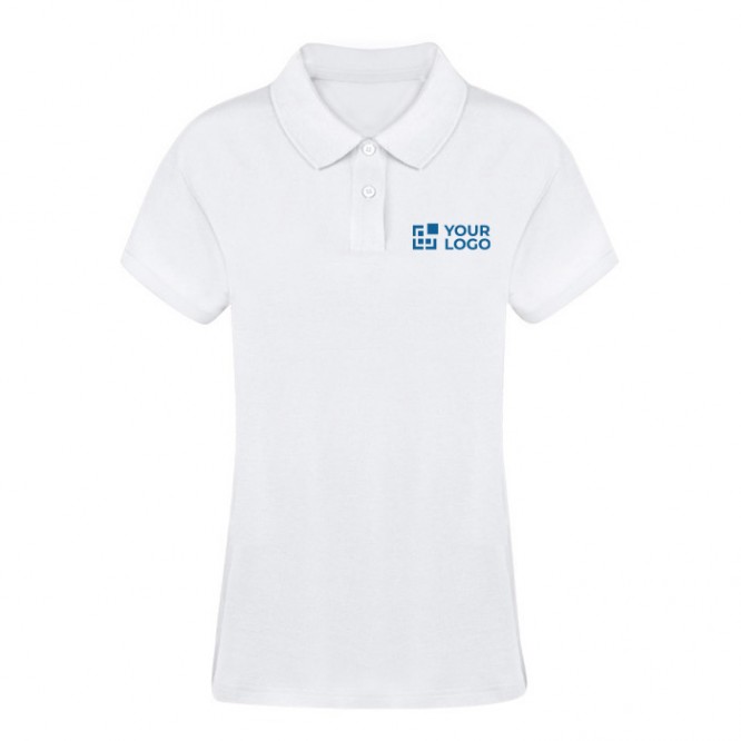 Weißes Damen-Poloshirt aus 100 % Baumwolle, 220 g/m2