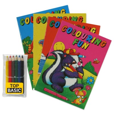 Malset mit 16-seitigem Malbuch und A6-Buntstiften für Kinder