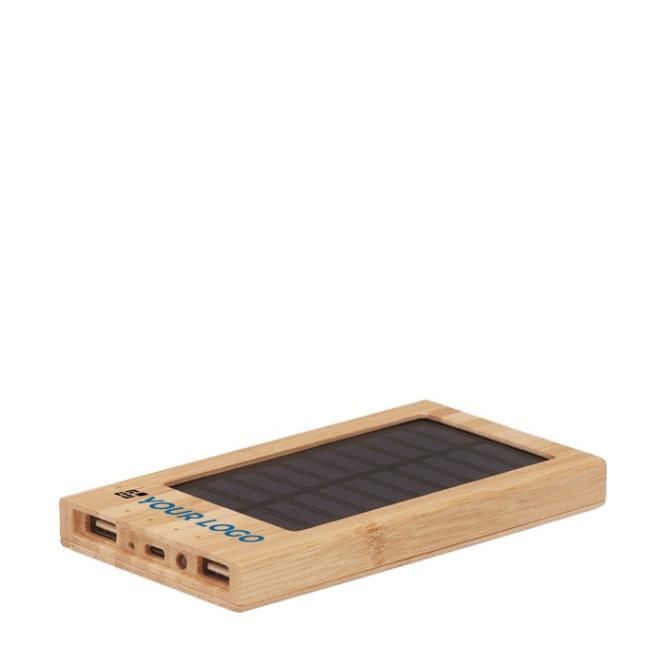 Powerbank aus Bambus mit Solarpanel