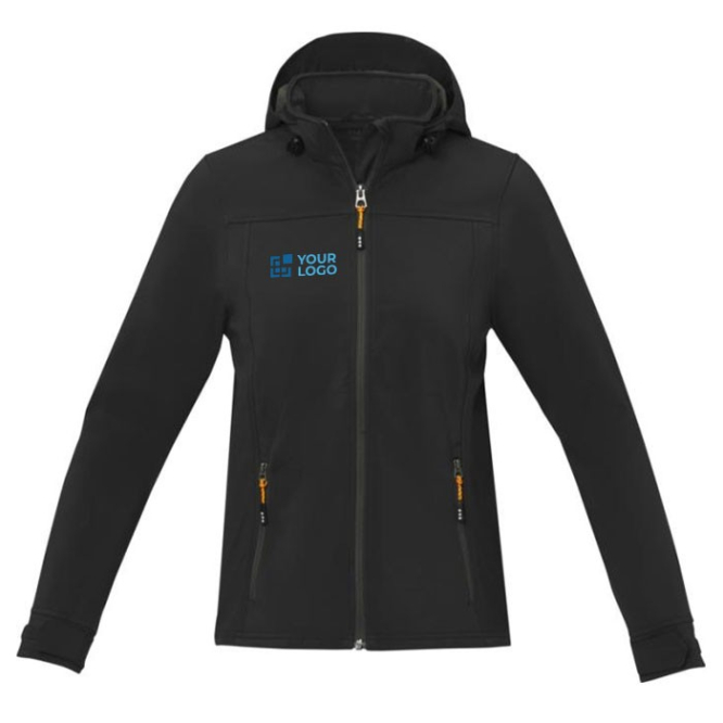 Softshelljacke mit Logo für Damen 300 g/m2 Ansicht mit Druckbereich