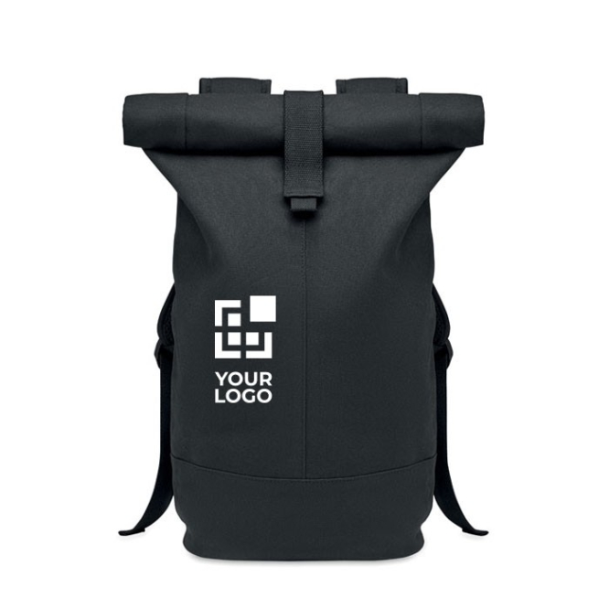 Hochwertiger Rolltop-Rucksack 340 g/m2 Ansicht mit Druckbereich