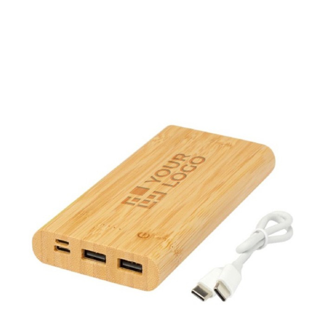 Bambus-Powerbank mit LED und Touch-Power-Taste 10.000 mAh