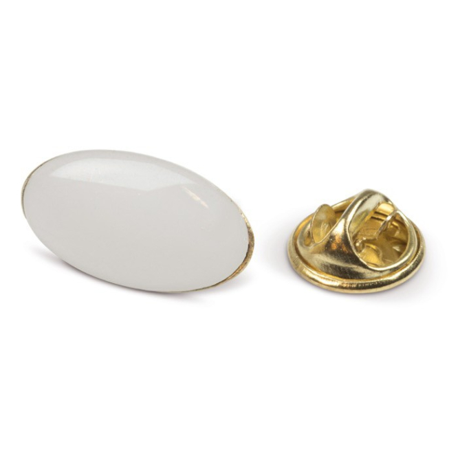 Ovaler goldenfarbener Metallpin bedrucken, 20 x 12 mm